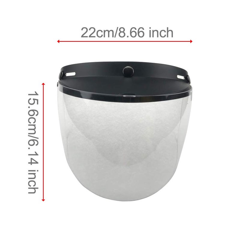 WANCAR Retro Universal Standard 3-Snap Open Face Motorcycle Helmets Flip Up Face Visor Wind Shield Lens(Clear) - Image 2